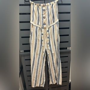 Blue Island Striped Sleeveless Jumpsuit
